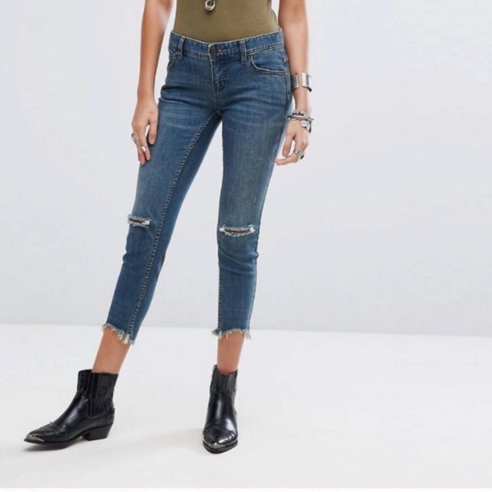 Free people Raw hem denim jeans